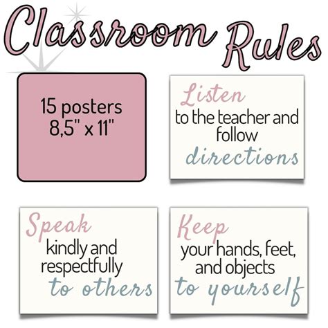 Colorful Classroom Rules Posters Set Bulletin Boards Etsy