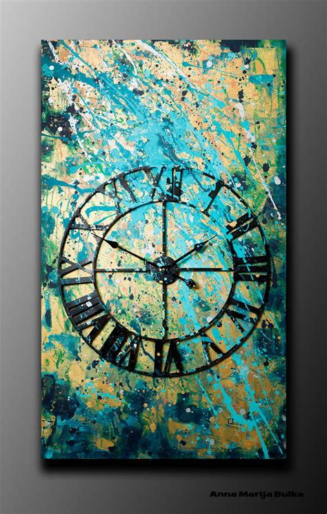 Clock Wall Unique Art Modern Clock Wall Clock Unique Large Abstract Painting 3D Wall Art ...