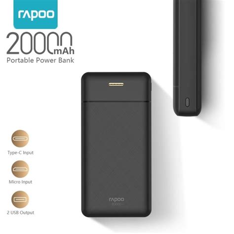 Rapoo S2002 20000mAh Powerbank Fast Charge Lithium Polymer Dual Output