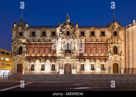 The Archbishop Palace Of Lima Located On The Plaza Mayor Of Lima Peru