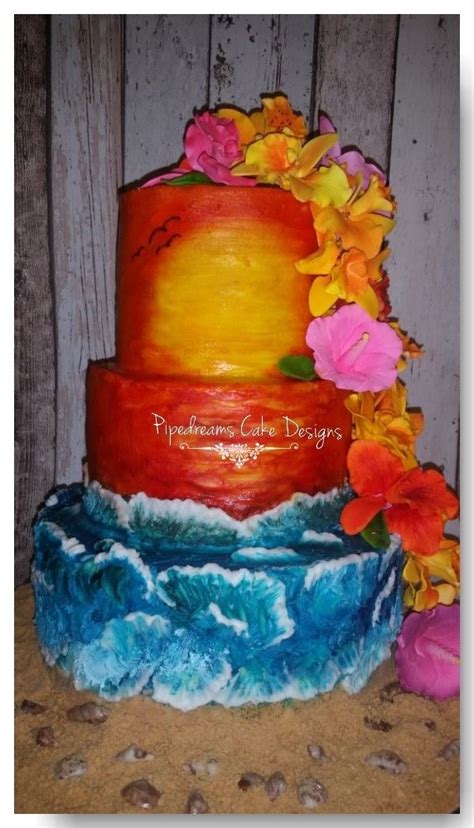 A Tropical Themed Cake With Gorgeous Tropical Sugar Flowers Cascading