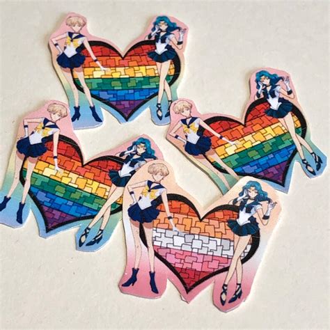 Uranus Neptune Sailor Moon LGBTQ Rainbow Lesbian Pride Heart Etsy