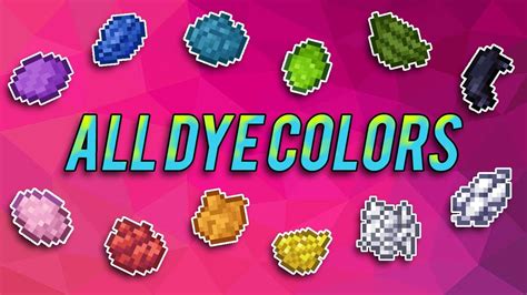 Minecraft How To Make Every Color Dye All Colors And Dye Materials In Minecraft Youtube