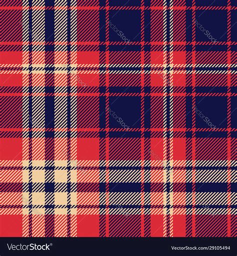 Tartan plaid pattern background navy blue red Vector Image