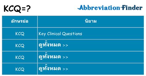 สิ่งที่เป็น KCQ - คำนิยาม KCQ | ค้นหาอักษรย่อ