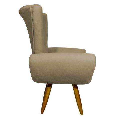 KIT POLTRONAS DECORATIVAS PARA SALA EMILIA SUEDE NUDE PÉ CASTANHO