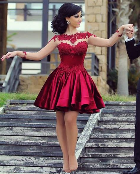 Burgundy Homecoming Dresslong Sleeve Homecoming Dresseselegant Homec