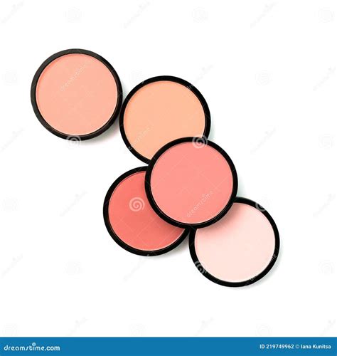 Pink Blush Compact Powders And Eyeshadows On White Background