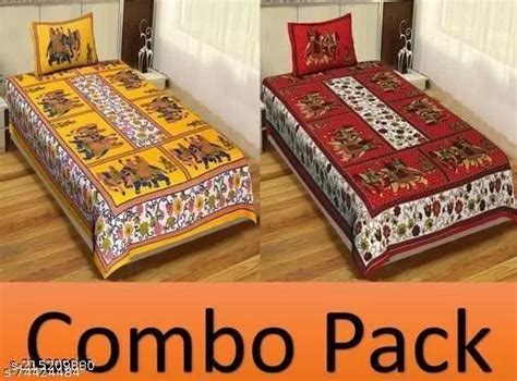 Jaipuri Printed Cotton Combo Single Bedsheet