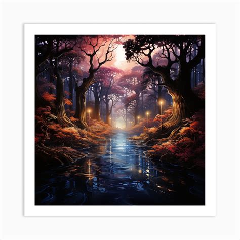 Forest At Night Art Print By Freddy Fy