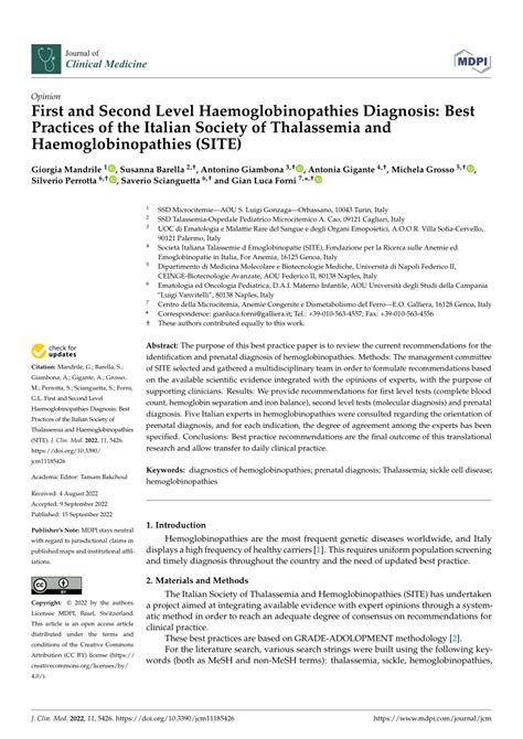 (PDF) First and Second Level Haemoglobinopathies Diagnosis: Best ...