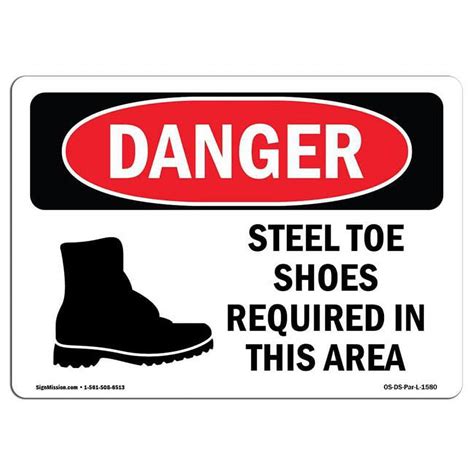 Signmission Os Ds D L Osha Danger Sign Steel Toe Shoes