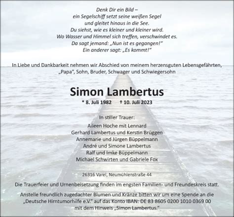 Traueranzeigen Von Simon Lambertus Nordwest Trauer De