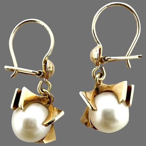 Finland C 1970s Vintage 14k Gold Pearl Earrings Ruby Lane