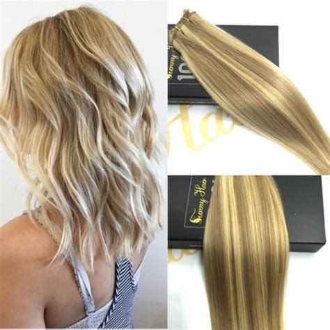 Weft Hair Extensions Highlight Blonde Sew In Double Weft Hair 16 22 Human Hair Wefts