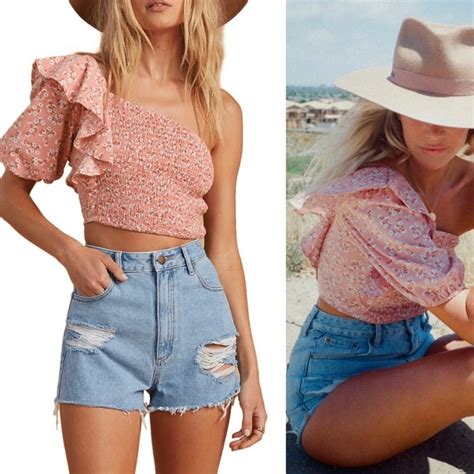 Billabong Tops Nwt Billabong Floral Ruffle Salty Blonde Top Sz Large Poshmark