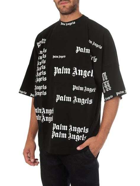 Palm Angels Cotton Logo T-shirt in Black for Men - Lyst