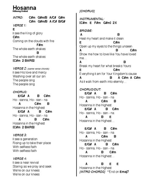 Hosanna Hillsong Guitar Chords