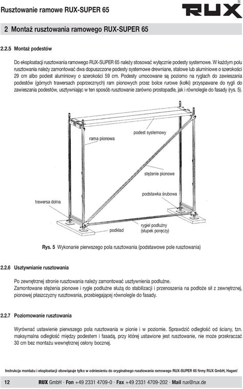 Instrukcja montażu i eksploatacji Rusztowanie ramowe RUX SUPER
