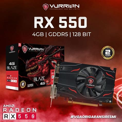 Jual Vga Gaming Amd Radeon Rx 550 Ddr5 4gb Vurrion Rx550 128bit