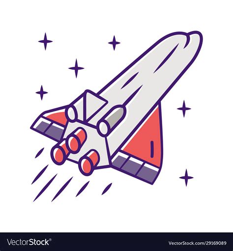 Spaceship Color Icon Flying Spacecraft Aerospace Vector Image