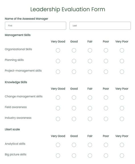 Leadership Evaluation Form Template 123FormBuilder