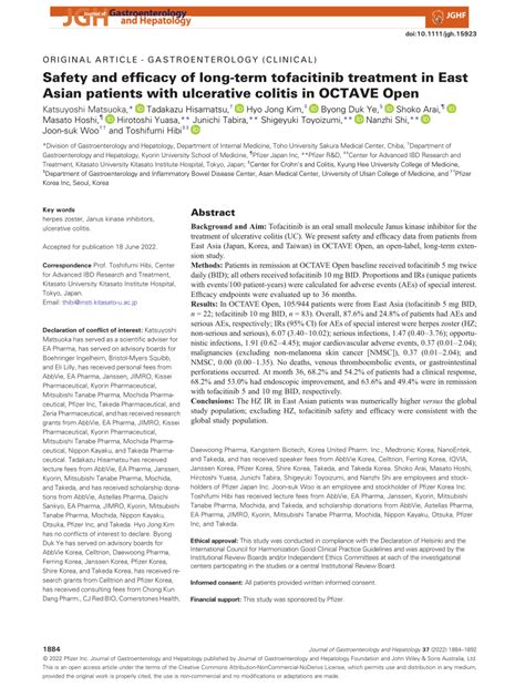 Pdf Safety And Efficacy Of Long‐term Tofacitinib Treatment In East