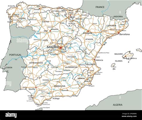 High detailed Spain road map with labeling Stock Vector Image & Art - Alamy