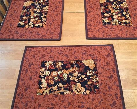 Quilted Fall Floral Placemats Set Of Four Etsy