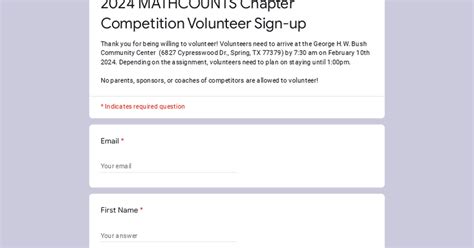 2024 Mathcounts Chapter Competition Volunteer Sign Up