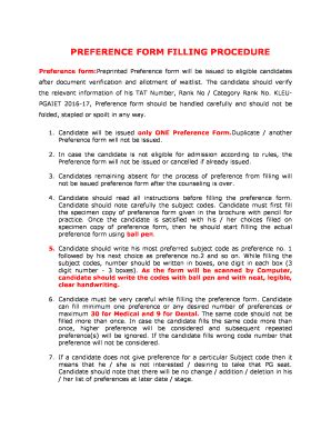 fillable  preference form filling procedure fax email print