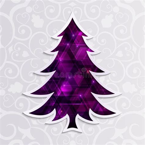 Glowing Purple Christmas Tree Isolated On The White Background Stock Vector Illustration Of