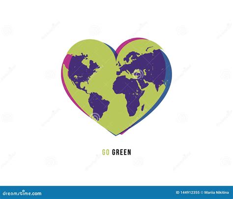 Vector Illustration Continuous Drawing of the Heart Shaped World. Stock ...