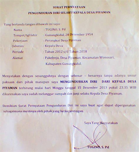 Contoh Surat Lamaran Kerja Kadus Delinewstv