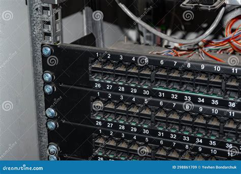 Network Panel Switch And Cable In Data Center Patch Panel Server Rack