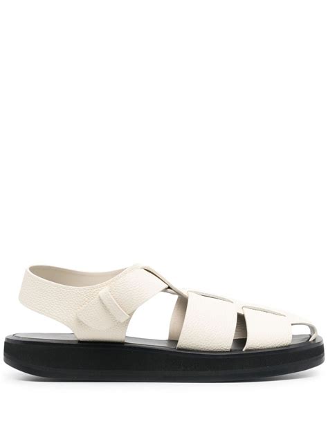 The Row Lattice Strap Flat Sandals White Farfetch