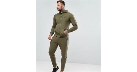 PUMA Skinny Fit Tracksuit Set In Khaki Exclusive At Asos In Green For