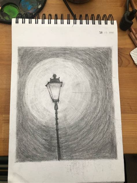desenho  carvao de um poste de luz charcoal drawings easy charcoal