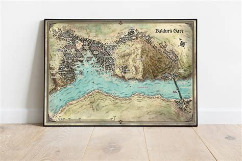 Baldur's Gate Map Poster, Wall Art & Home Decor, Classic RPG Video Game ...