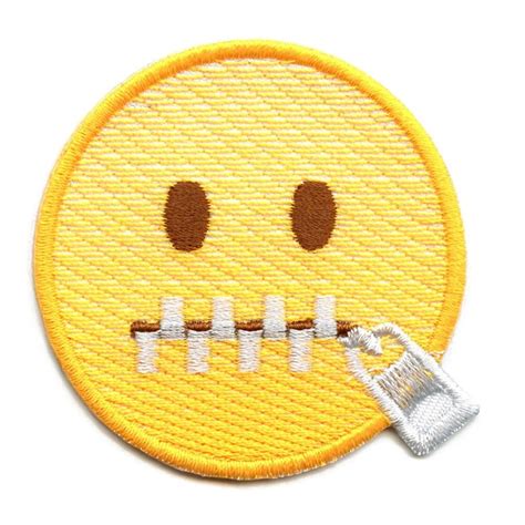 Zipper Mouth Face Patch Keyboard Emoji Embroidered Iron On Ed Etsy