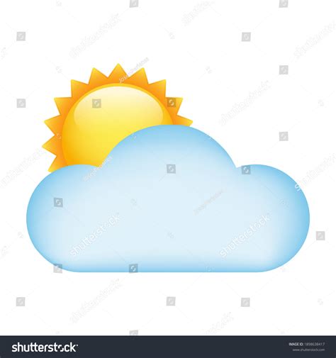 Weather Sun Behind Cloud Emoji Symbol Stock Vector (Royalty Free ...