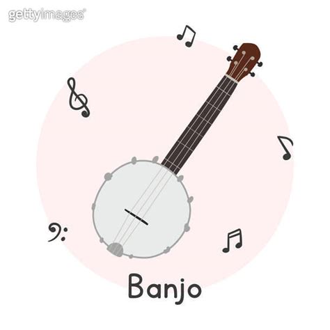 Banjo Clipart Cartoon Style Simple Cute Bluegrass Banjo North American