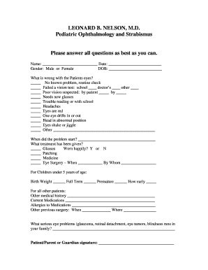 Pediatric Medical History Form Fill Online Printable Fillable