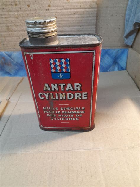 Ancien Bidon Huile Vide Antar Cylindre Auto Garage Ebay