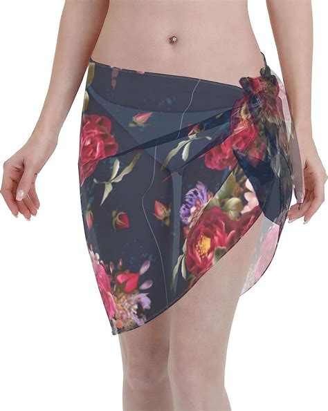 Oaieltj Women Beach Sarong Watercolor Rose Women Short Sarongs Beach