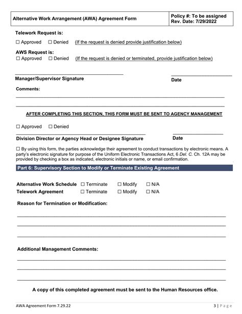 Delaware Alternative Work Arrangement Agreement Awa Form Statewide