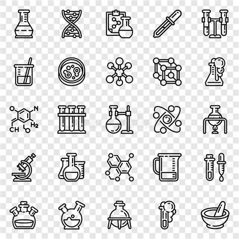 Chemistry Lab Icon Set Hand Drawn Style Stock Vector Illustration Of