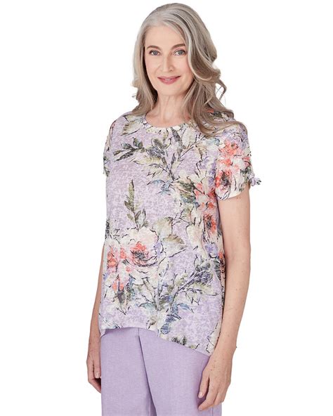 Alfred Dunner® Garden Party Short Sleeve Burnout Floral Top Blair