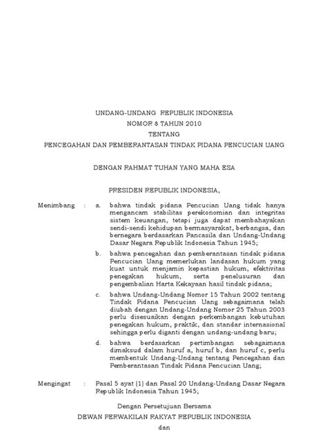 Pdf Undang Undang Nomor Tahun Tentang Pencegahan Dan