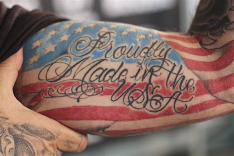 Proudly made in usa patriotic tattoo on arm - Tattooimages.biz